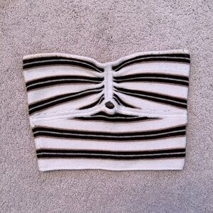 American Eagle Outfitters Black and White Striped Crop Top